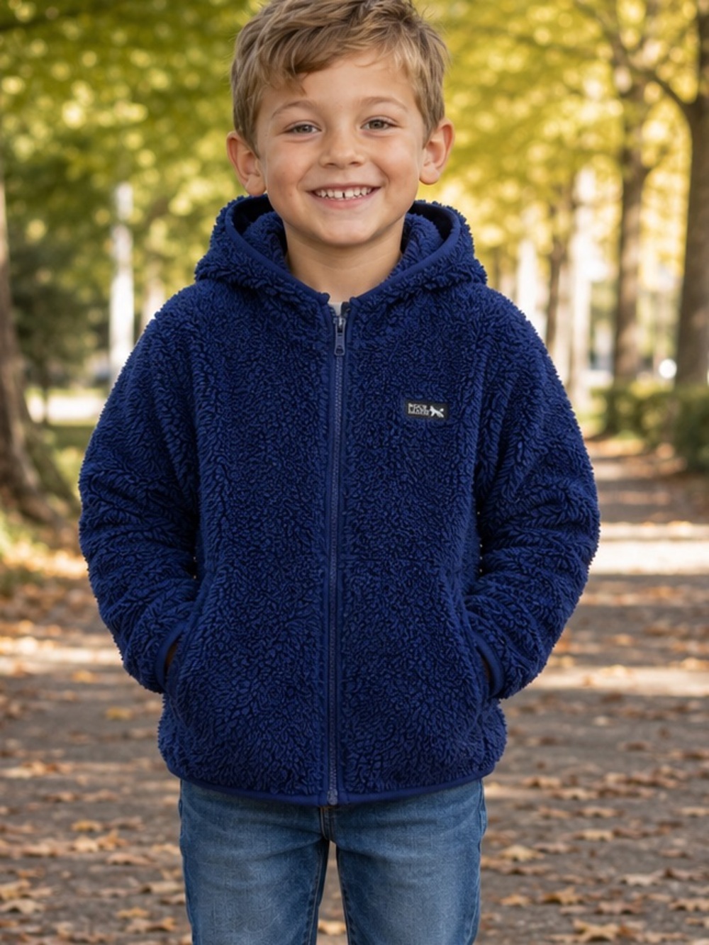 Eddie Bauer Boys Navy Sherpa Fleece Hooded Jacket Size 7